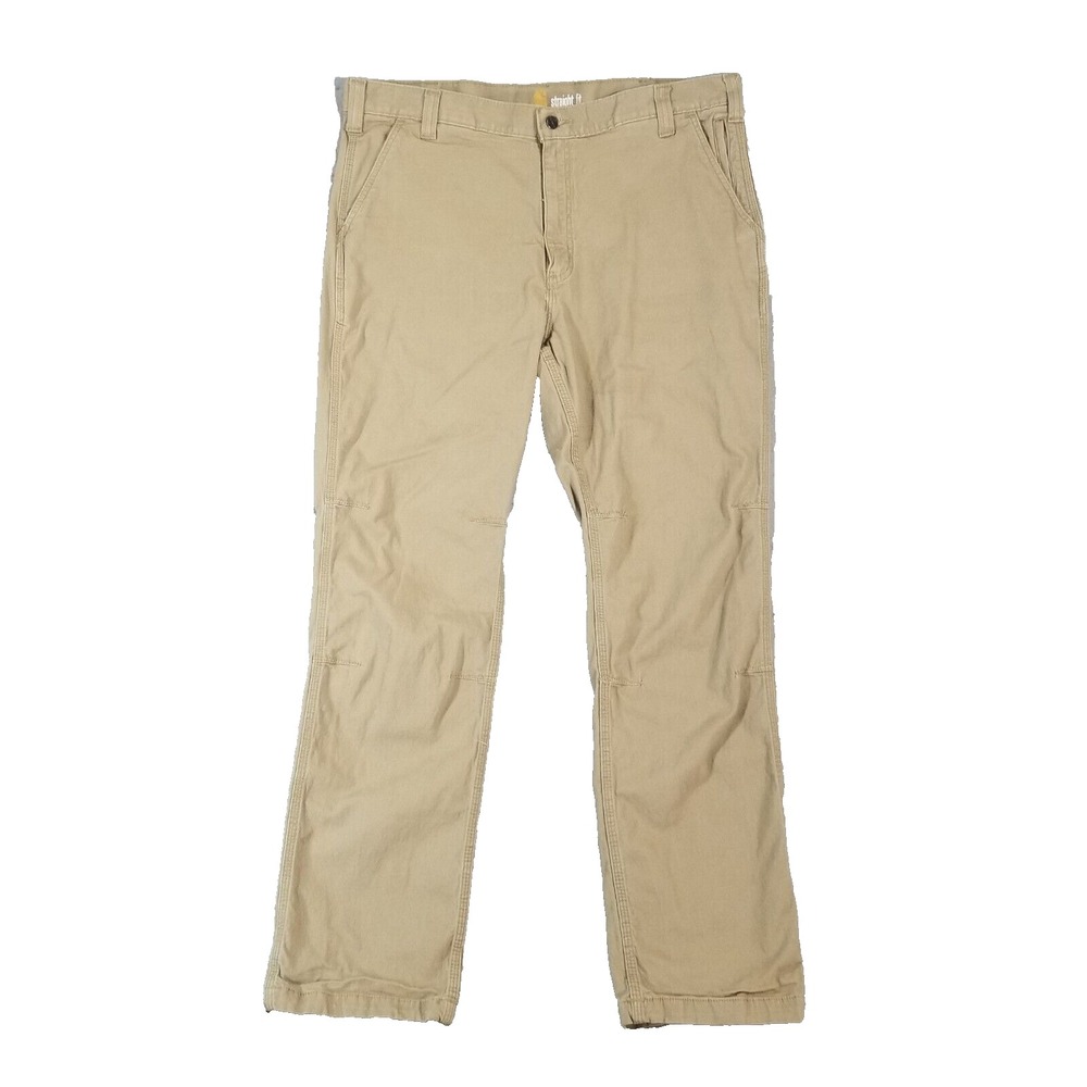 Carhartt Work Pants Men 40x32 Beige Outdoor Straight Fit Flex Stretch Pockets